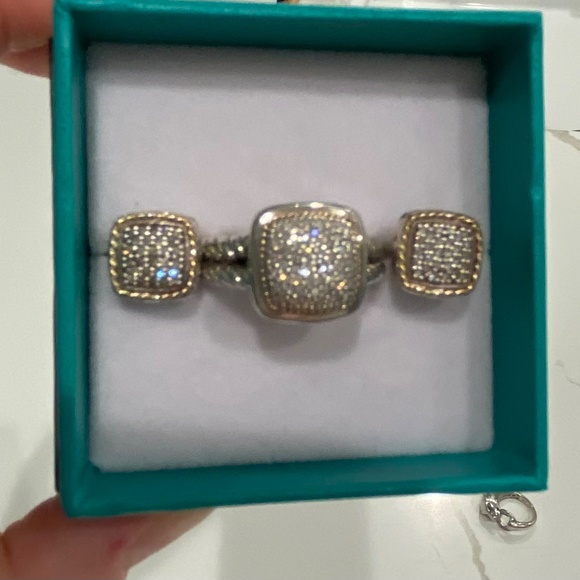 Effy Sterling silver with 18k gold Diamond pave earrings. 0.84ct